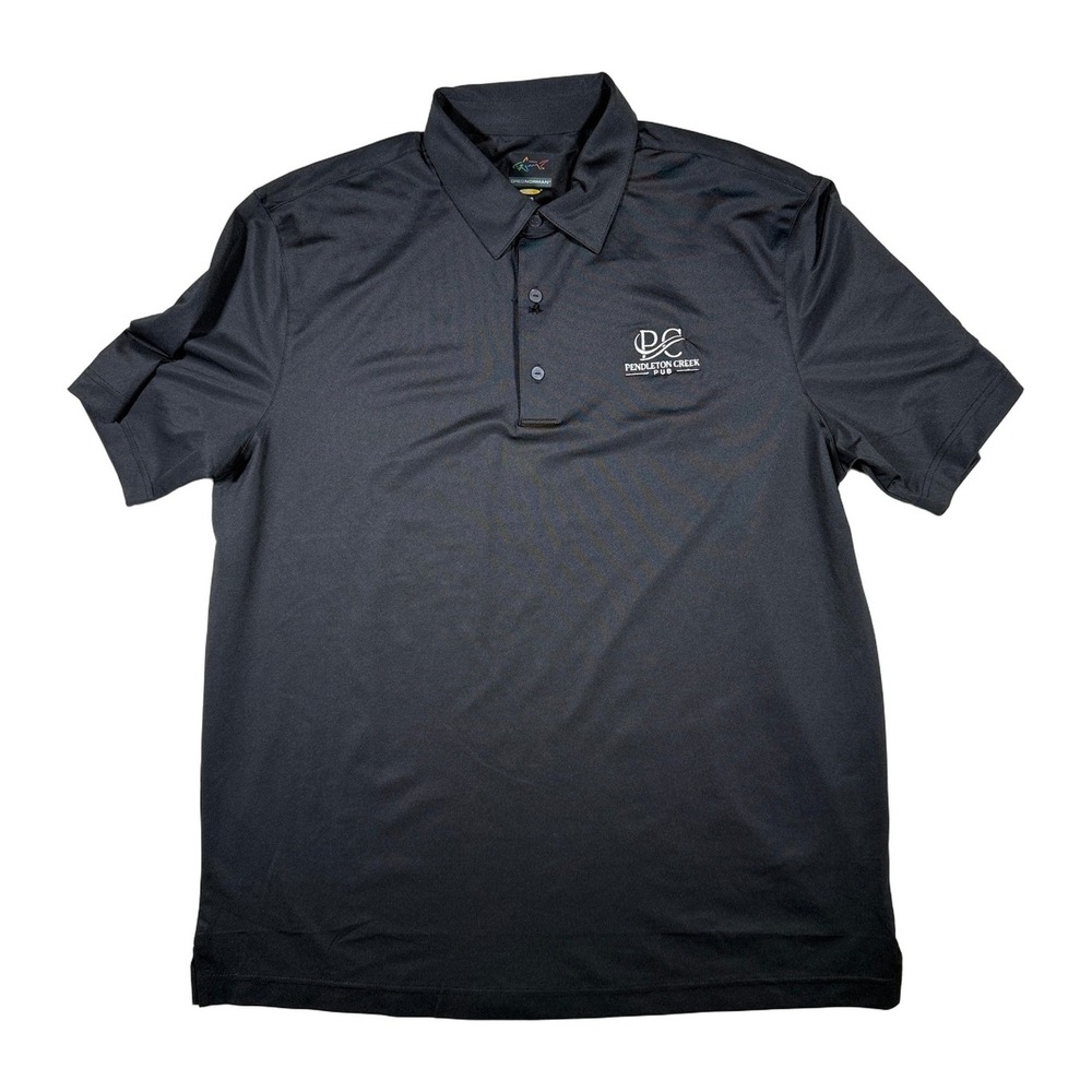 Greg‎ Norman Performance Polo Shirt Mens L Black Pendleton Creek Pub Staff Golf
